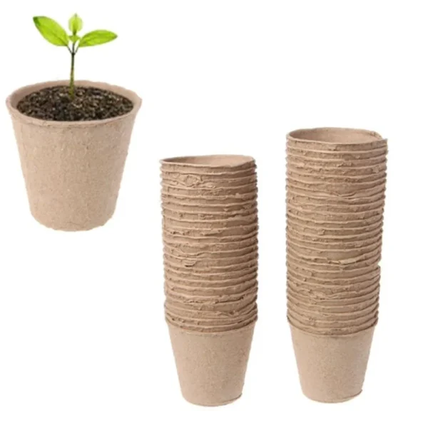 50 Pcs 6cm Seedling Pots - Biodegradable