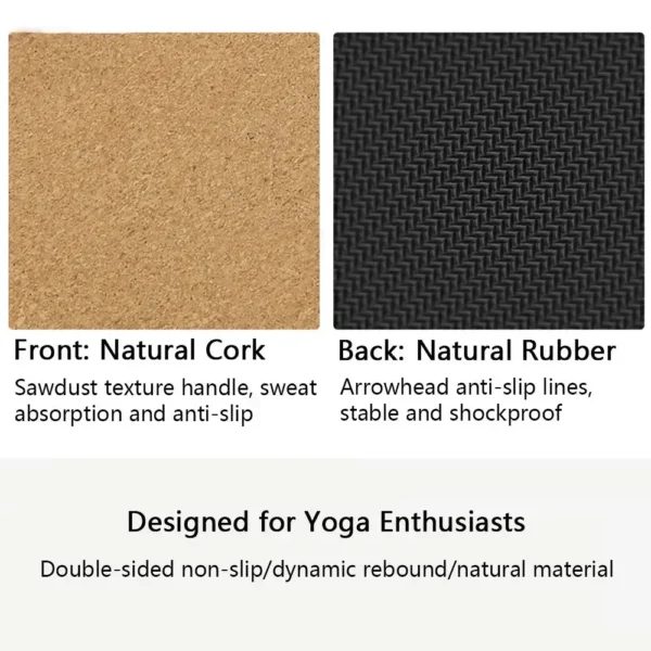 Natural Cork Yoga Mat - Rubber Backing - Image 3