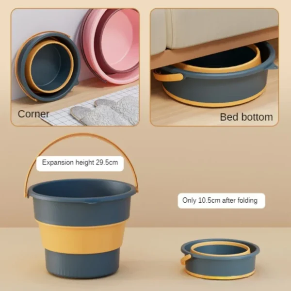 Folding Silicone Bucket with Lid - Image 4