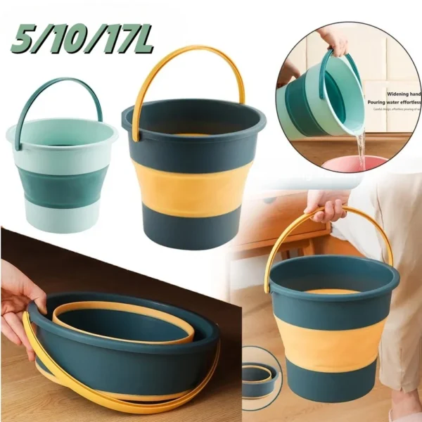Folding Silicone Bucket with Lid