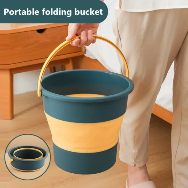 Folding Silicone Bucket with Lid - Image 2